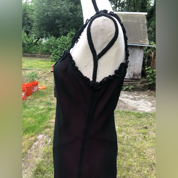 Vintage Y2K Semi Sheer Black and Magenta Maxi Dress - Picture 4 of 15